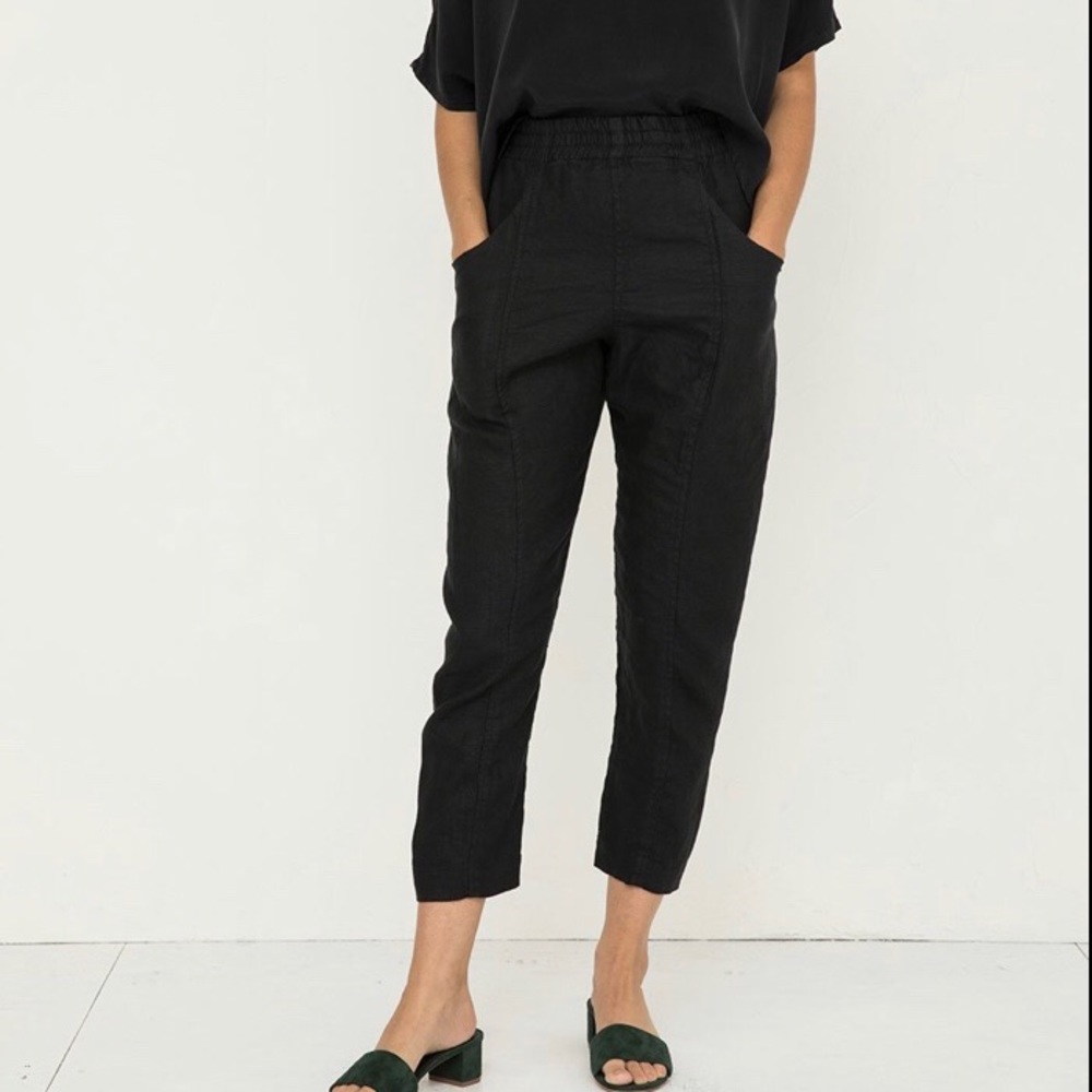 Elizabeth Suzann black linen Clyde pants 4 Regular